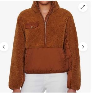 FRAME Sherpa Pullover Bomber Jacket brown extra Small